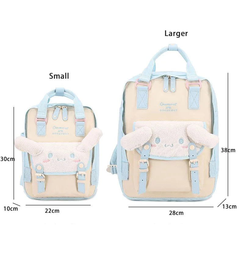 Sanrio Kawaii Girls School Bag Women Large Capacity Campus Backpacks Cute Cinnamoroll Kuromi Travel Camping Backpack Gift