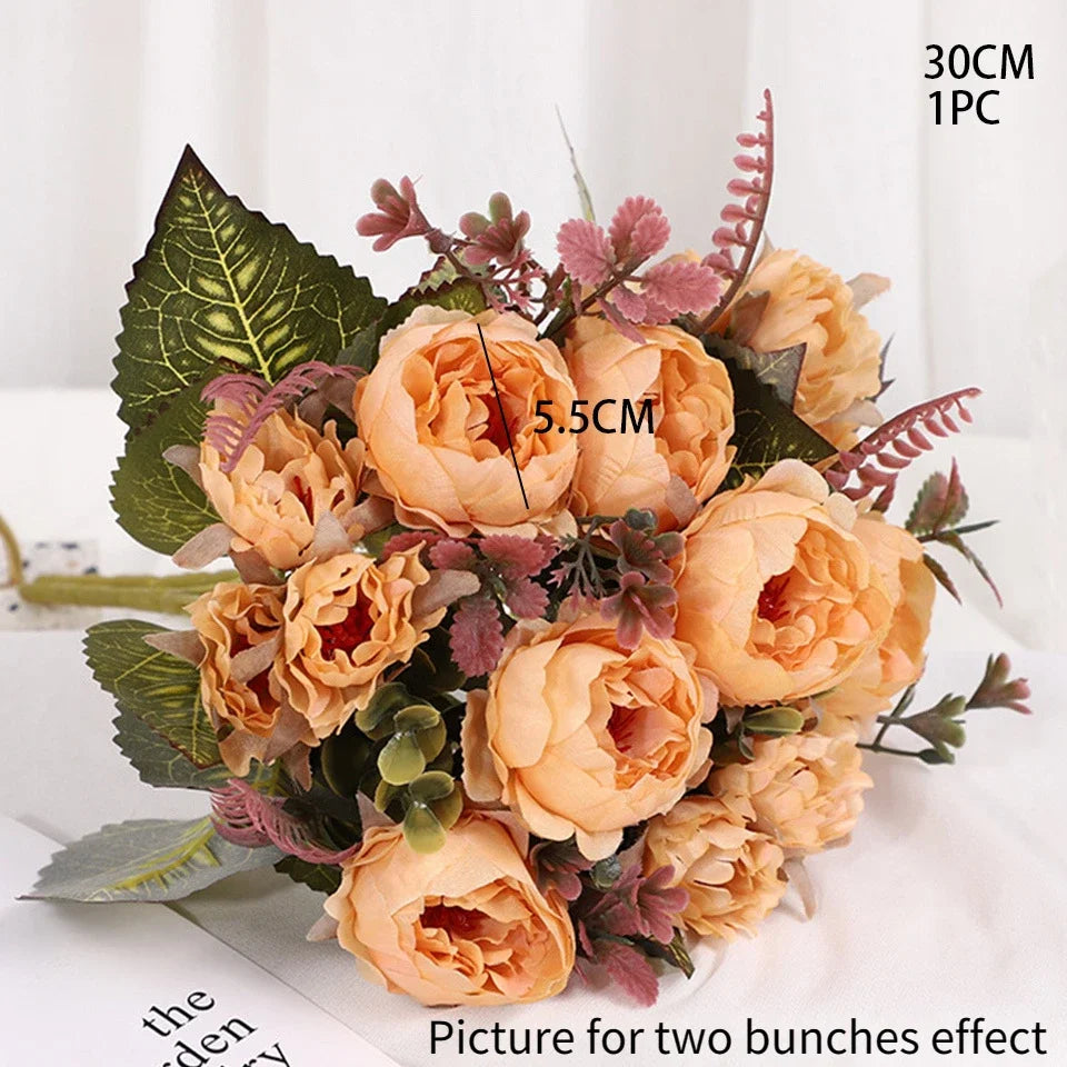 1pcs/30cm Rose Pink Silk Bouquet Peony Artificial Flower  Bride Wedding Home Decoration Artificial Flower Wedding Home Decor