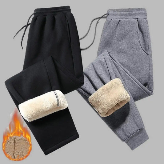 Winter Lambswool Warm Casual Pants Thick Plush Drawstring Men Sweatpants Fitness Jogging Pants Men Fleece Straight Trousers