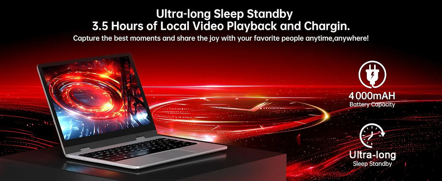 11.6" Portable 2 in 1 mini Laptop Computer Touch Screen Intel Celeron N4020 8GB RAM 512GB SSD Windows 11 Pro Office Learning PC
