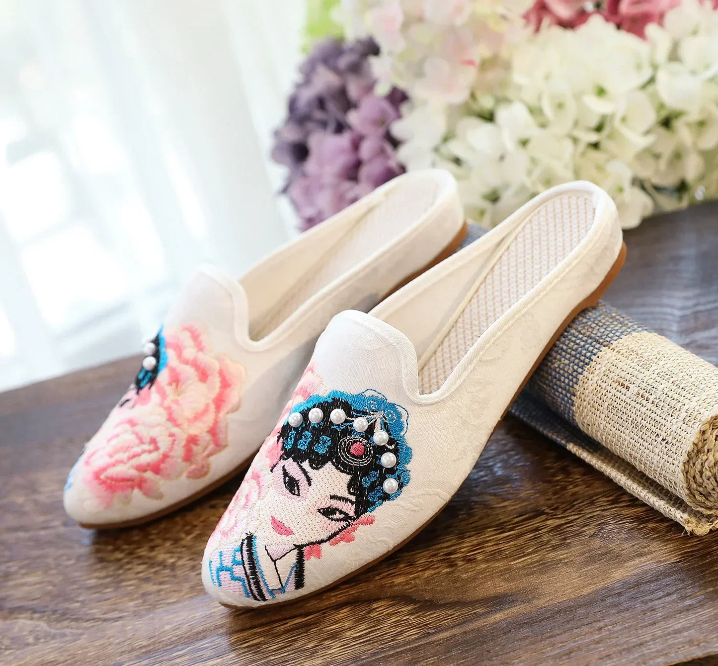 Summer Harajuku Chinese Style Women's Slippers Casual Vintage Embroidery Women Shoes Ethnic Style Fashion Streetwear Sandales