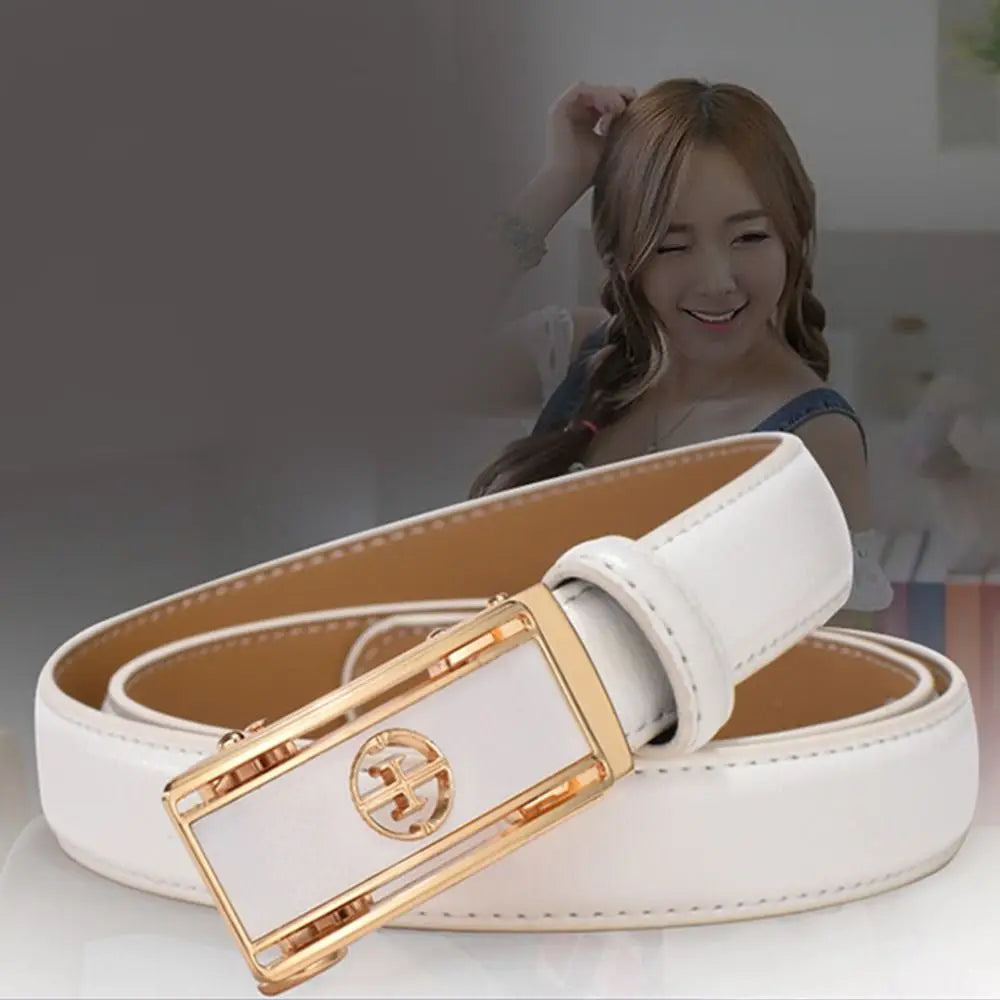 Casual Elegant Luxury Famous Designer Genuine Leather Belt Ladies Dress Belts Pants Bands Automatic Buckle Waistband