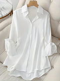 Plus Size Women's Shirt 2025 Summer New Casual Loose Fashion Top Hot Sweet Elegant Travel Essential Blouse Single-breasted Lapel
