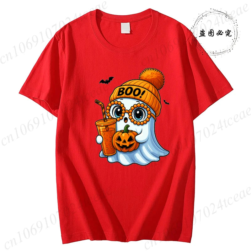 Halloween Horror Ghost Tee Women Clothing Y2K Designer T Shirt Female Cute Ghost Halloween Funny Streetwear Anime Tee Clothes