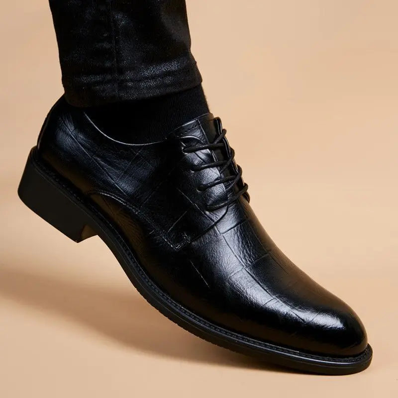 Men's Formal Shoes Black Spring Autumn Pointed Toe Legitimate Leather Official Suit High Quality Fashion Party Social Shoe Male