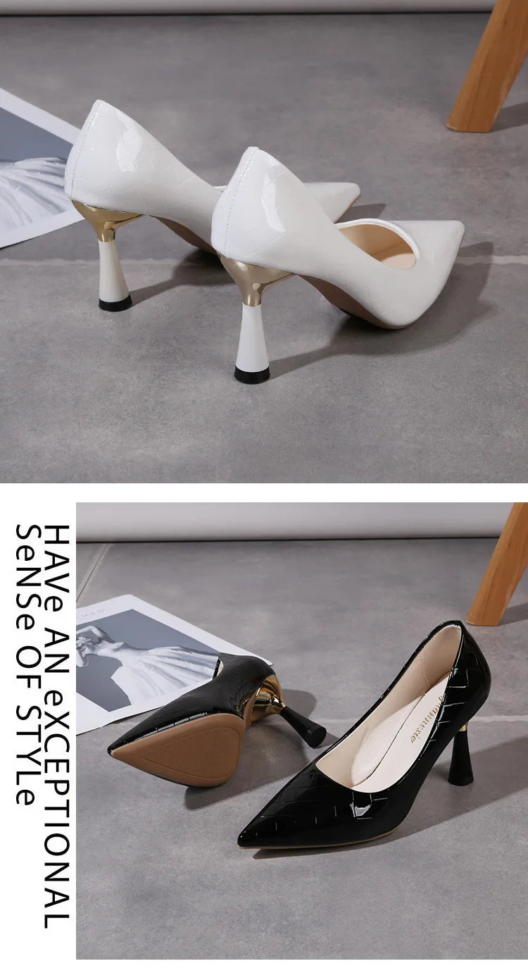 Fashion Oversize Shoes Plaid Classic Casual High Heels New Pattern Embossed In Autumn and Winter 2024 Pumps Women Shoes