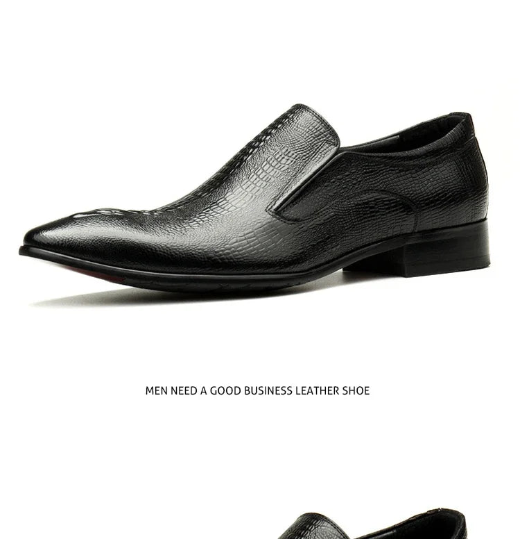 Men's Handmade Crocodile Pattern Oxford Shoes – Black & Blue Formal Loafers