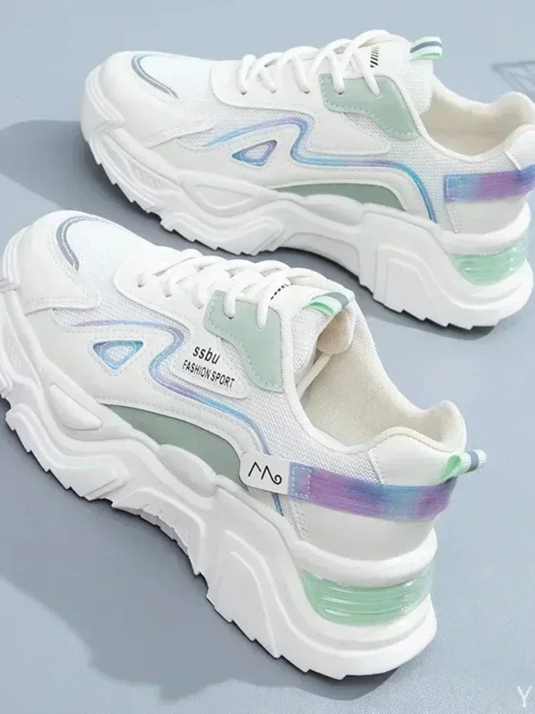 2025 Sneakers Women Platform Flat Shoes Woman Shoes Green Casual Trainers Ladies Chunky Sneakers Women Shoes