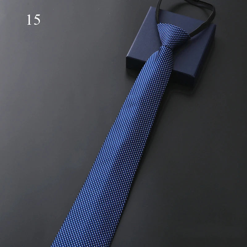 Lazy Zipper Jacquard Men's Tie Business Formal Wear Black Cravat Necktie Accessory Wedding Party Gift Fashion Daily Wear 48x8CM