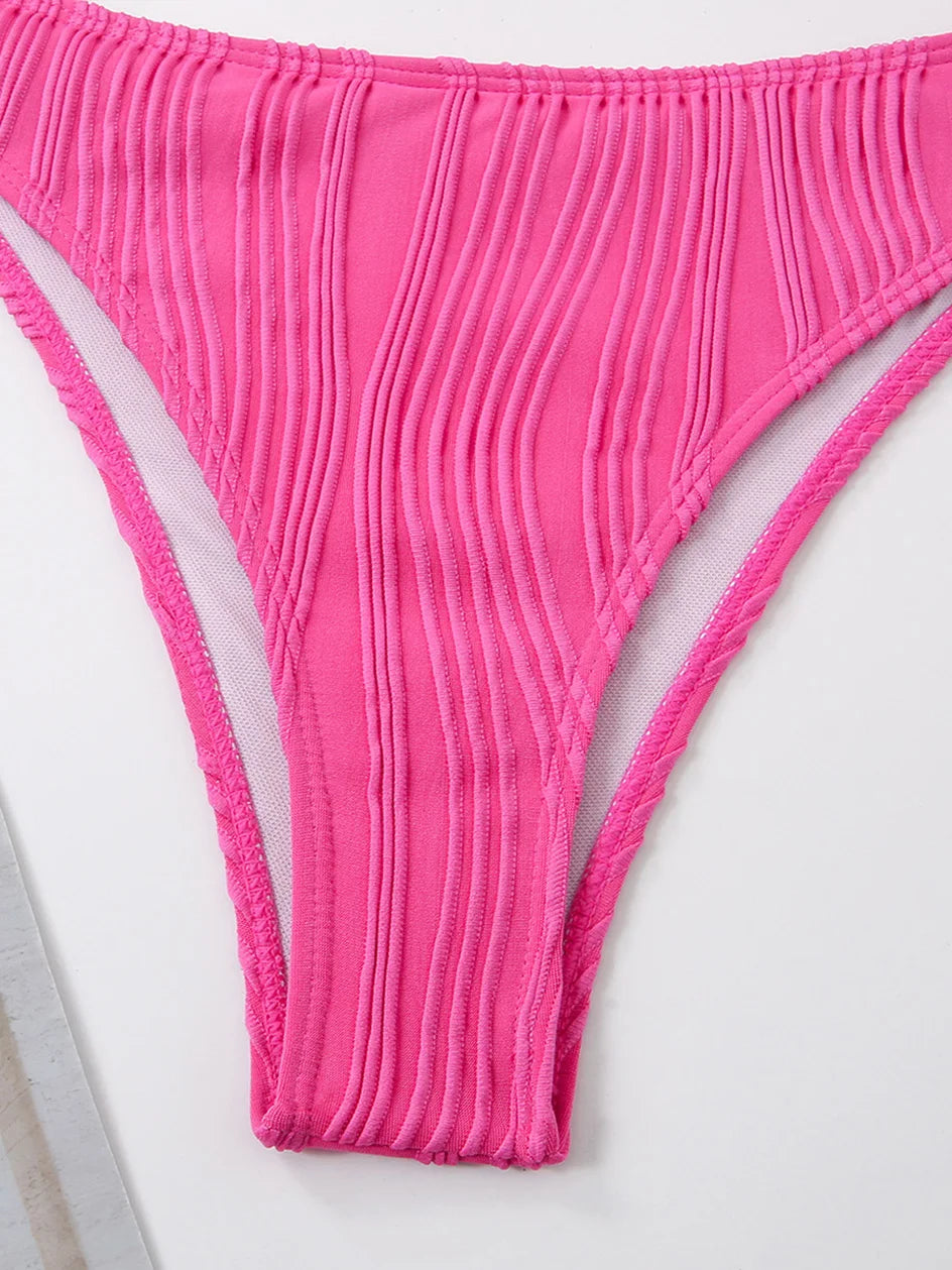 Sexy Criss Cross Tie Back Bikini Women's Swimsuit 2024 Swimwear Trend Bathing Suits Hight Waist Bikinis Sets Push Up Beach Wear