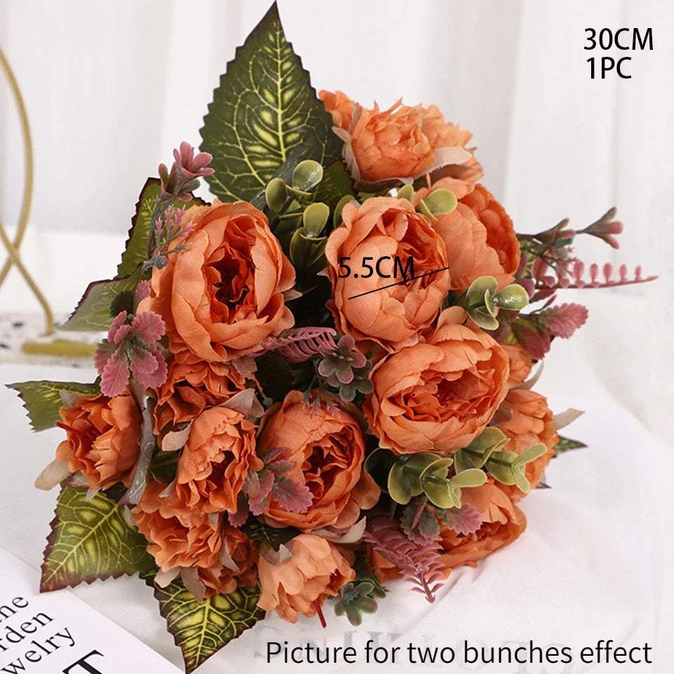 1pcs/30cm Rose Pink Silk Bouquet Peony Artificial Flower  Bride Wedding Home Decoration Artificial Flower Wedding Home Decor
