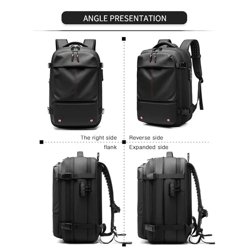 3Pcs Travel Vacuum Compression Backpack 17 inch Laptop Business Backpack Large Capacity Expanded Backpack With Anti-theft Lock