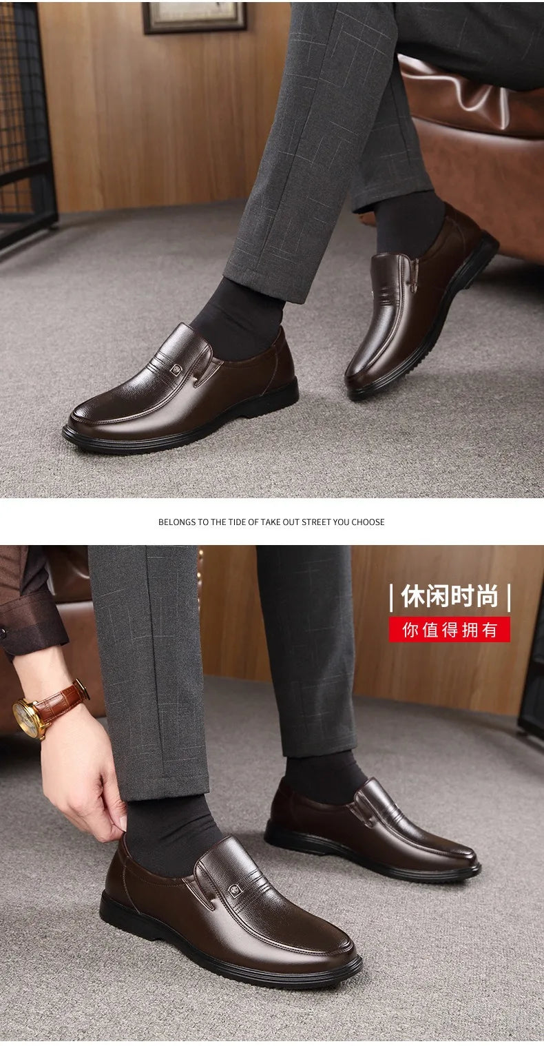 Leather Men Formal Shoes Luxury Brand 2025 Men's Loafers Dress Moccasins Breathable Slip on Black Driving Shoes Plus Size 37-46