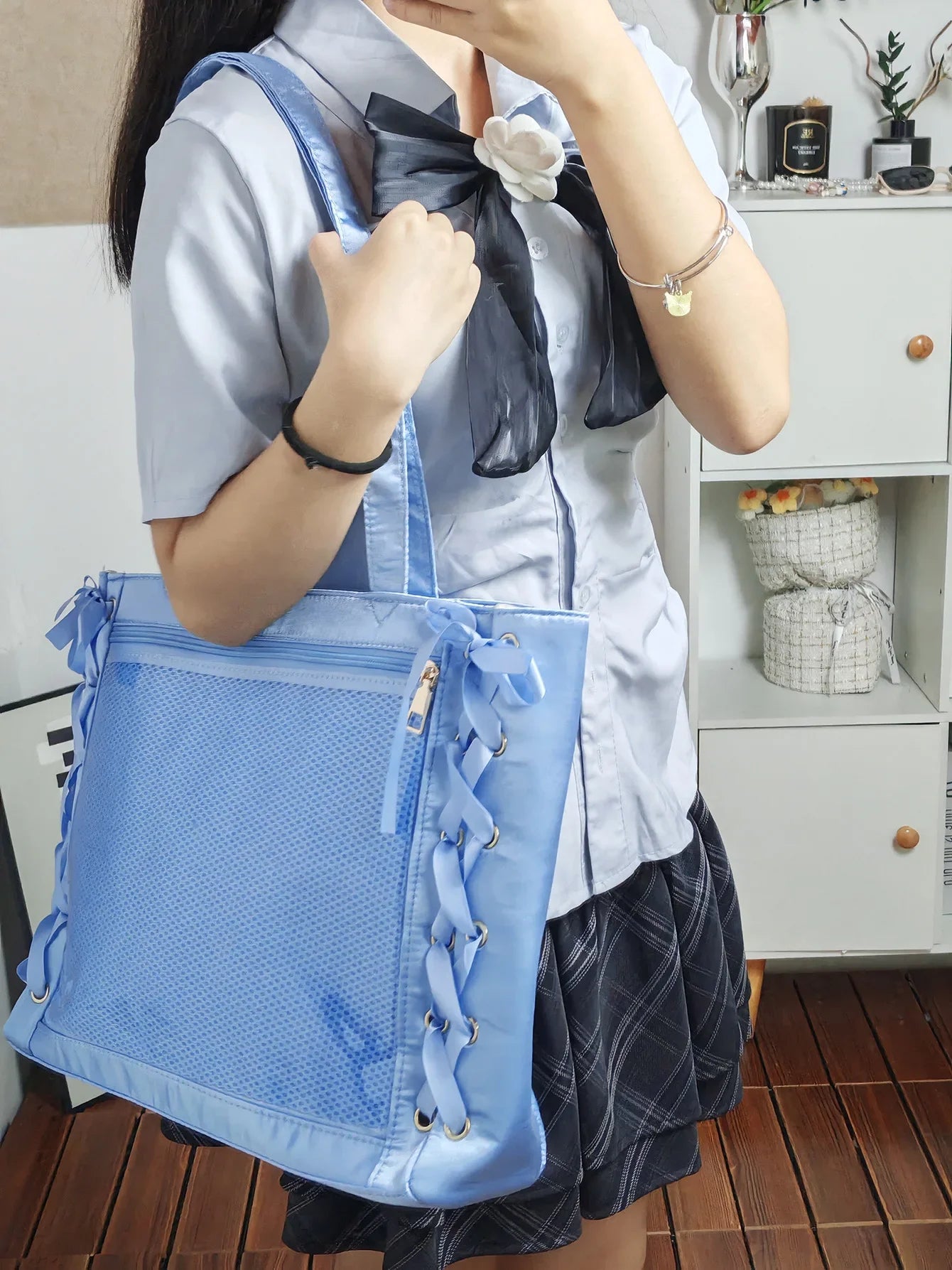 New Y2K Sweet Lolita Pink Ita Bag Women Japanese Transparent Large Capacity Tote Bag Ladies Harajuku Kawaii Handbag Aesthetic