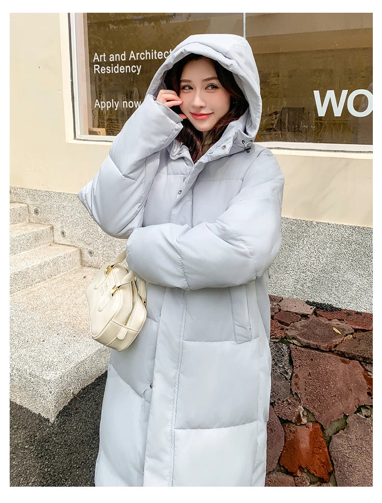 2025 Winter Women Jacket Coats Long Parkas Female Down Cotton Hooded Overcoat Thick Warm Jackets Windproof Casual Student Coat