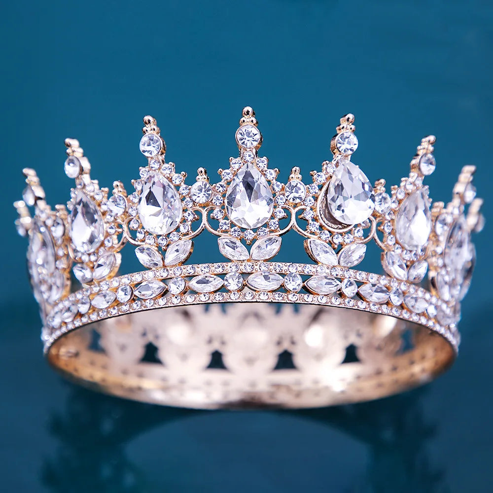 Baroque Crystal Tiaras And Crowns Rhinestone Prom Diadem Headband Crown Bridal Wedding Hair Accessories Jewelry Crown Tiara Gift