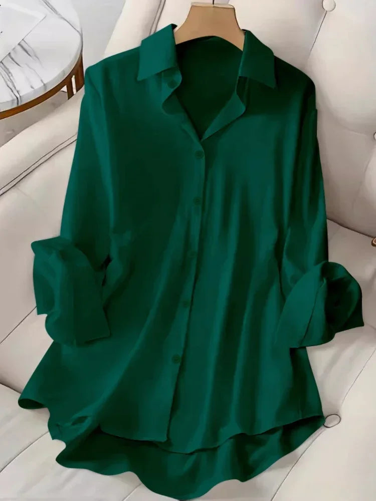 Plus Size Women's Shirt 2025 Summer New Casual Loose Fashion Top Hot Sweet Elegant Travel Essential Blouse Single-breasted Lapel