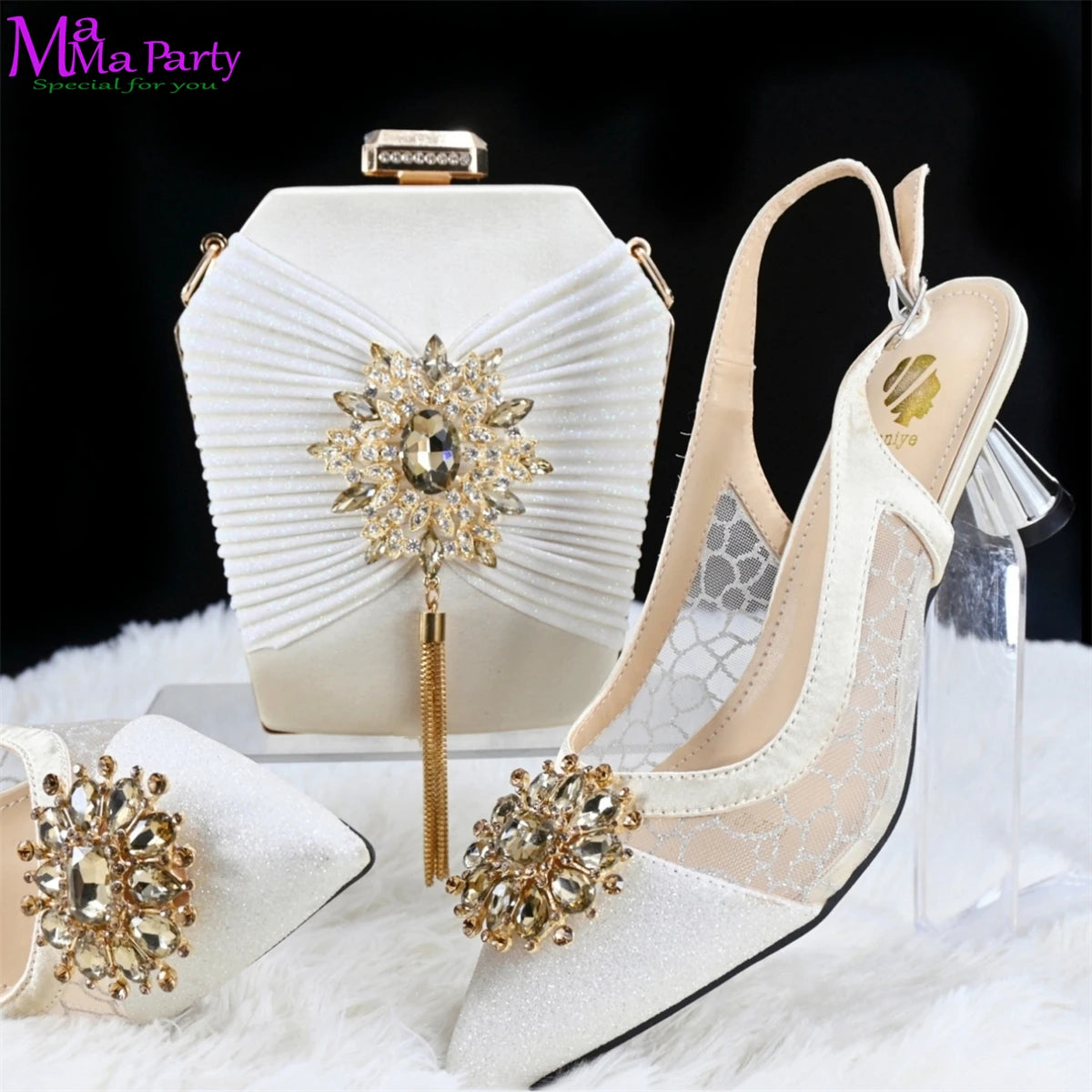 2025 Winter New Arrivals Low Heels in Coffee Italian Women Shoes and Bag Set Elegant Ladies Pointed Toe Pumps for Wedding Party
