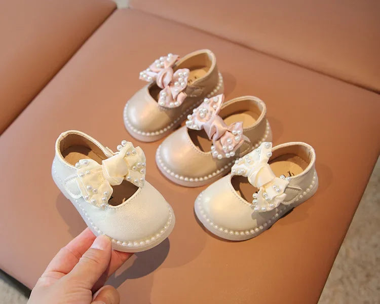 Baby Girls Big Bow Shoes Low Heel Flower Wedding Party Dress Shoes Princess Shoes For Kids Toddler