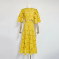 VGH Embroidery Two Piece Set for Women O Neck Batwing Sleeve Top High Waist Hollow Out A Line Long Skirt Elegant Suit Female New