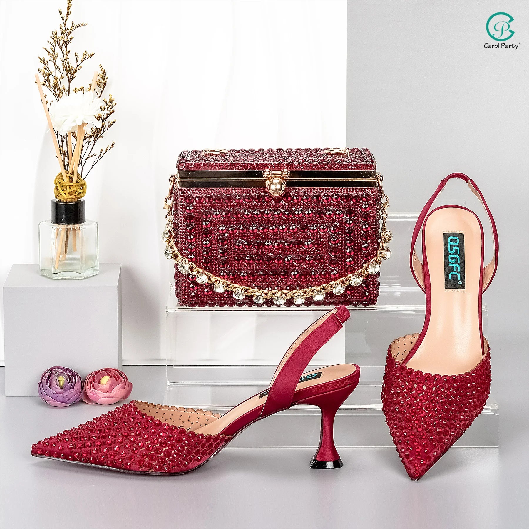 Italian Design Wedding Party Shoes & Small Box Bag Comfortable Noble Thin Heels Sexy Single Shoes Mesh Breathable Women's