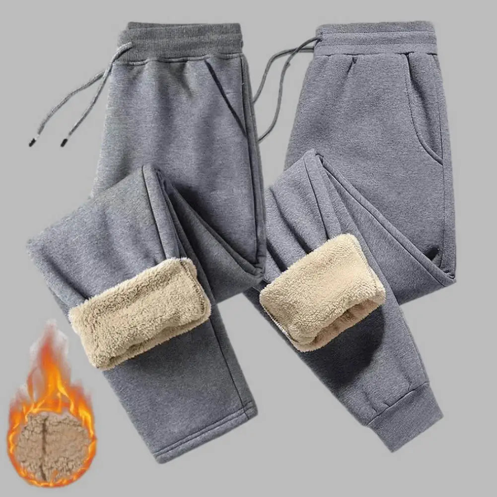 Winter Lambswool Warm Casual Pants Thick Plush Drawstring Men Sweatpants Fitness Jogging Pants Men Fleece Straight Trousers