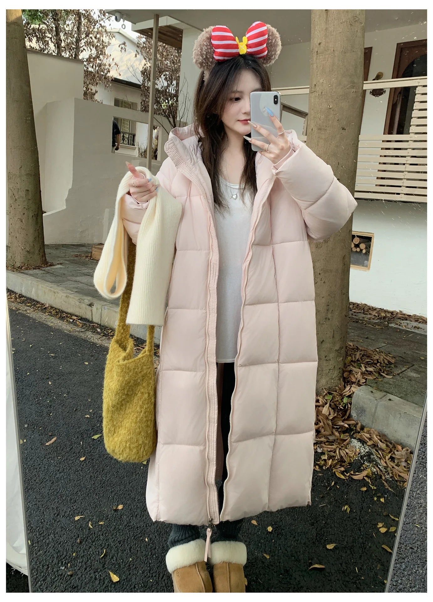 Long Coats Parkas Women Loose Zipper Hooded Jacket Thick Warm Casual Full Sleeve Elegant Spliced Jackets Autumn Winter
