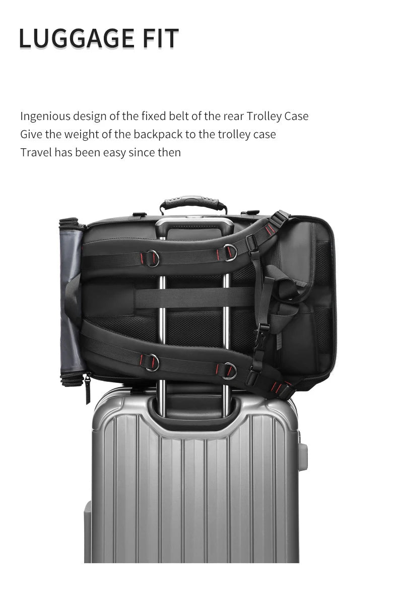 Men Travel backpack waterproof 17 inch Business Laptop Backpack with Separate Shoe Bag USB charging 50L outdoors Hiking Backpack