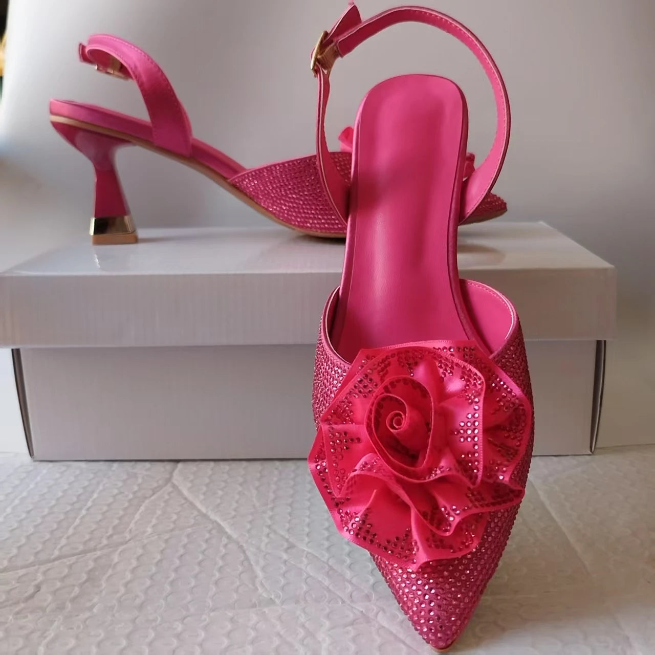 INSIGHTLINK Purple High Heels sandals and Bag Women Gems Dress Shoes Wedding stiletto Sandals Lady Bride high-heeled Stone Shoes