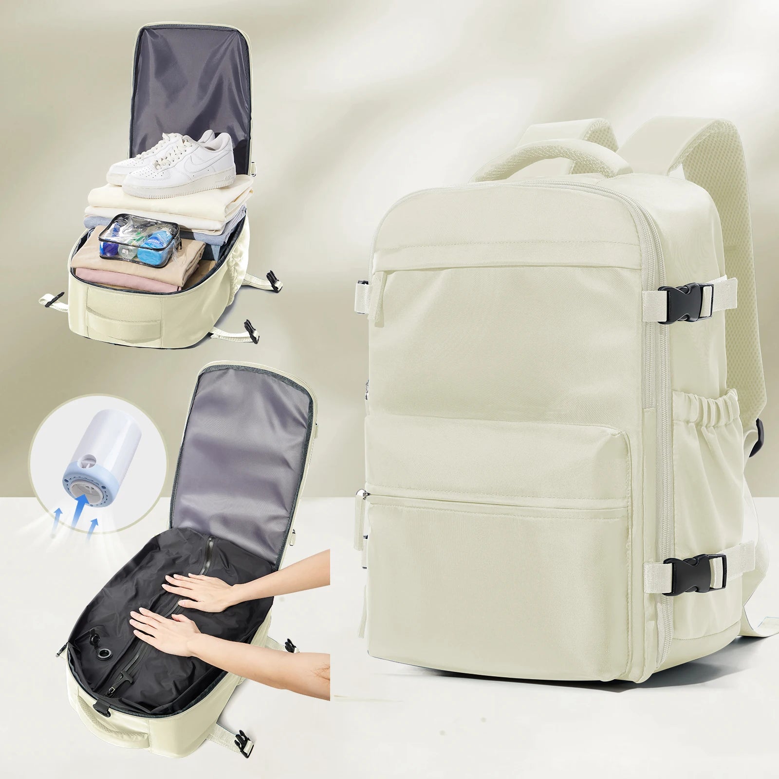 Vacuum Backpack Travel Bag for Men Large Capacity airback Backpack Business Laptop Backpack Women Expandable Backpack School Bag
