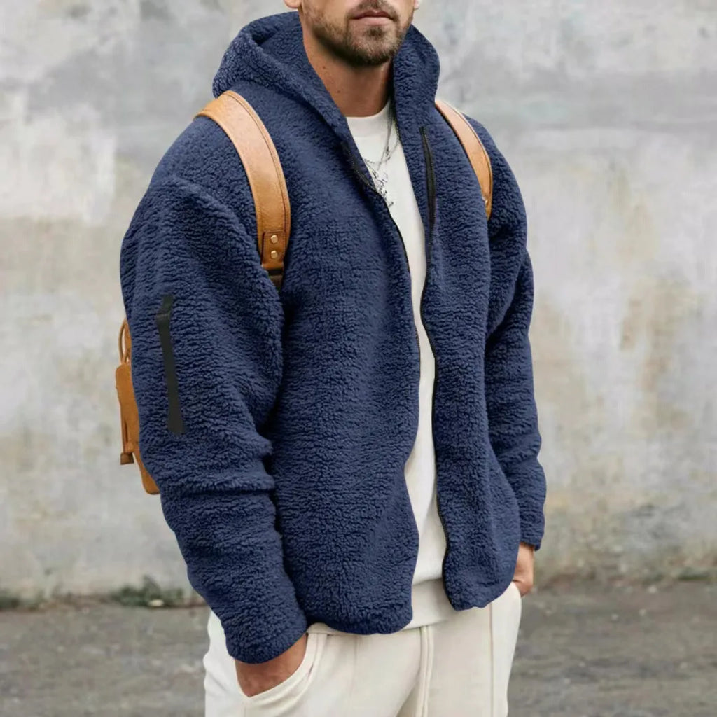 Men's Winter Jacket Warm Loose Casual Fleece Soft Fabric Velvet Skin Friendly Solid Streetwear Fashion Jackets Coats for Men