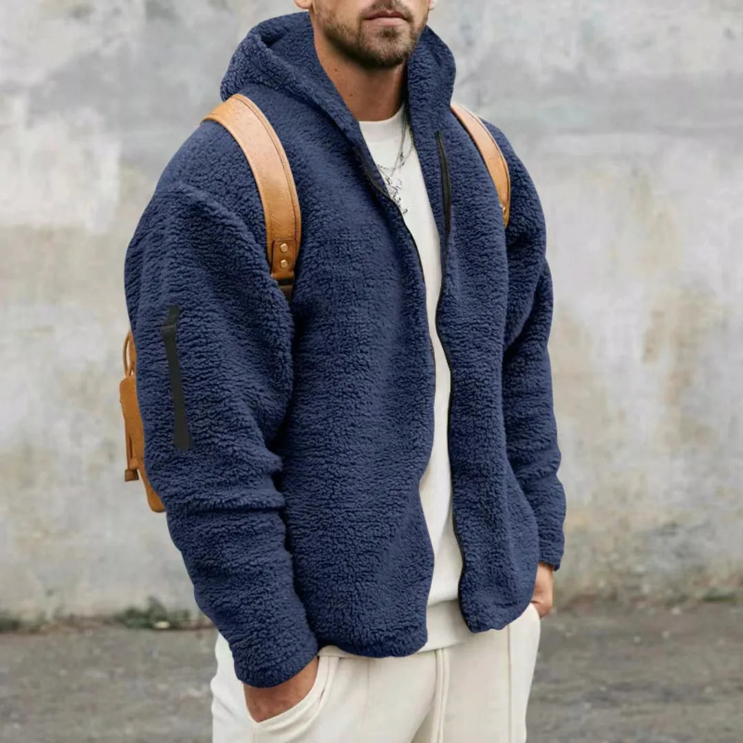 Men's Winter Jacket Warm Loose Casual Fleece Soft Fabric Velvet Skin Friendly Solid Streetwear Fashion Jackets Coats for Men