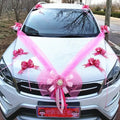 Wedding Car Decoration Flower Set Cover Door Handle Ribbons Silk Flower Garland With Tulle Rose Accessory Wed Decor2023