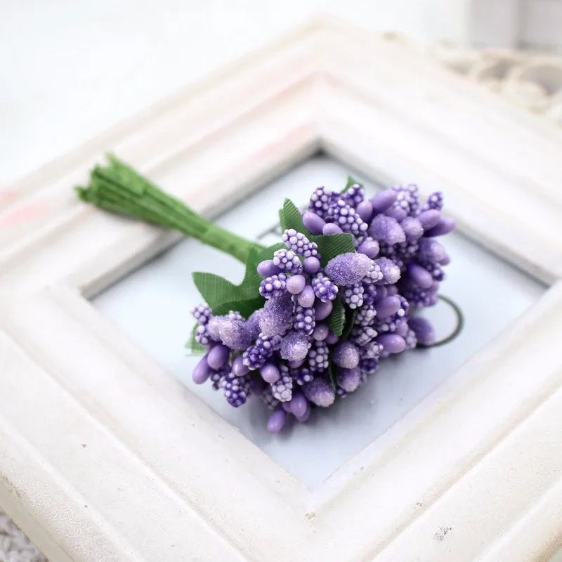 12pcs pearl Berry Artificial Stamen Flower For Wedding Home Decoration Pistil DIY wreath Scrapbooking Craft Fake Flowers