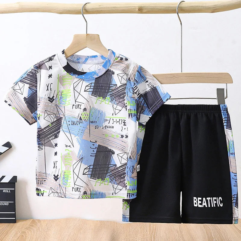 Summer Children's Camouflage Clothing Suit Boys Clothes Set Short Sleeve Sunscreen Quick Dry Boy Set