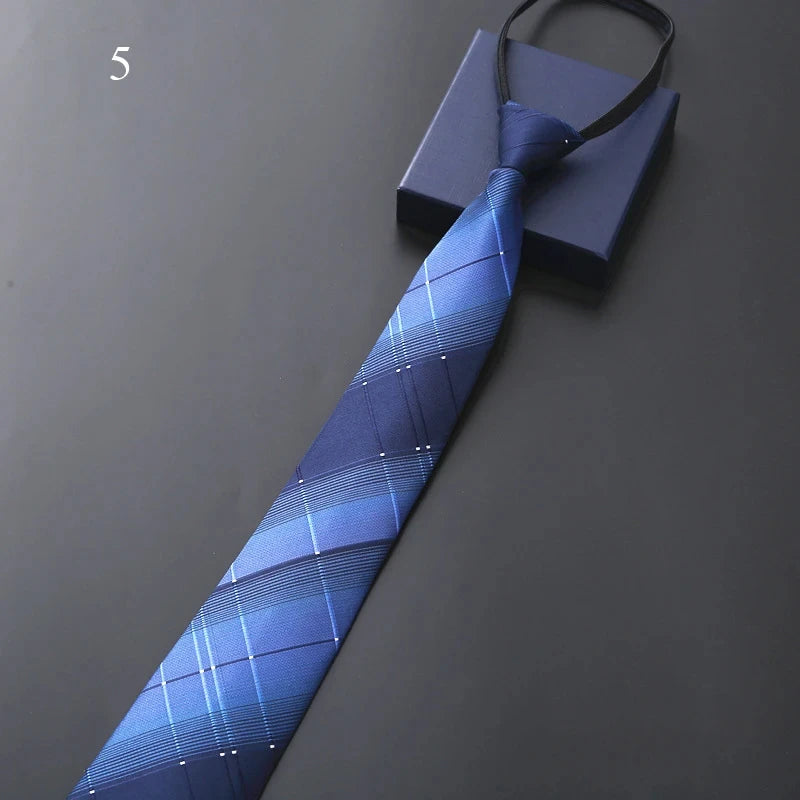 Elegant Blue Black Striped Men Shirt Business Dress Zipper Neck Lazy Ties Vestisens Accessories Wedding Groom