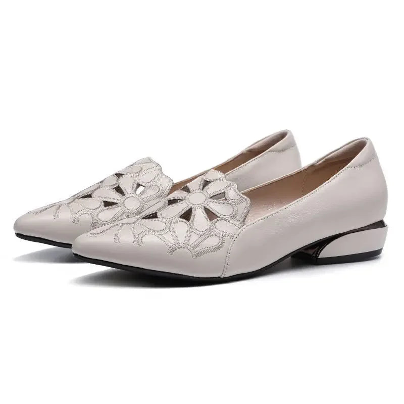 Mid Heel Casual Shoes for Women Heels Wedding Hollow Out Black Square Heel Formal Shoes Work Lady Fall Zapatilla Mujer 2023