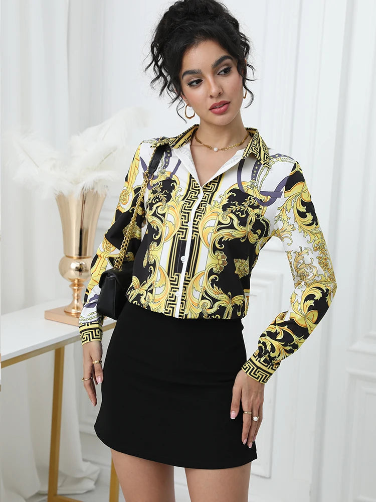 Stylish Women Blouse for a Chic Look Fashion printing office ladies shirts tops blusa mujer