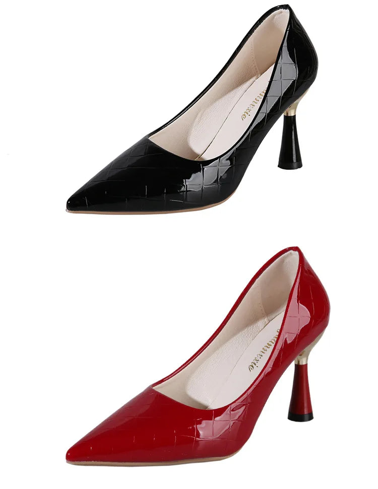 Fashion Oversize Shoes Plaid Classic Casual High Heels New Pattern Embossed In Autumn and Winter 2024 Pumps Women Shoes