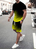 Fashion Tie-dye Pattern Short Sleeve T-Shirt And Short Men's Sets Summer 3D Print Gradient Street Comfort Set Suit 6XL Plus Size