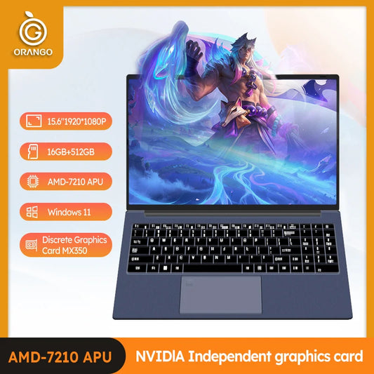 ORANGO Laptop 15.6 inch 16GB RAM 512GB SSD Windows 11 Computer AMD A4 7210U Notebook Gamer 1920*1080 Display Office Study PC