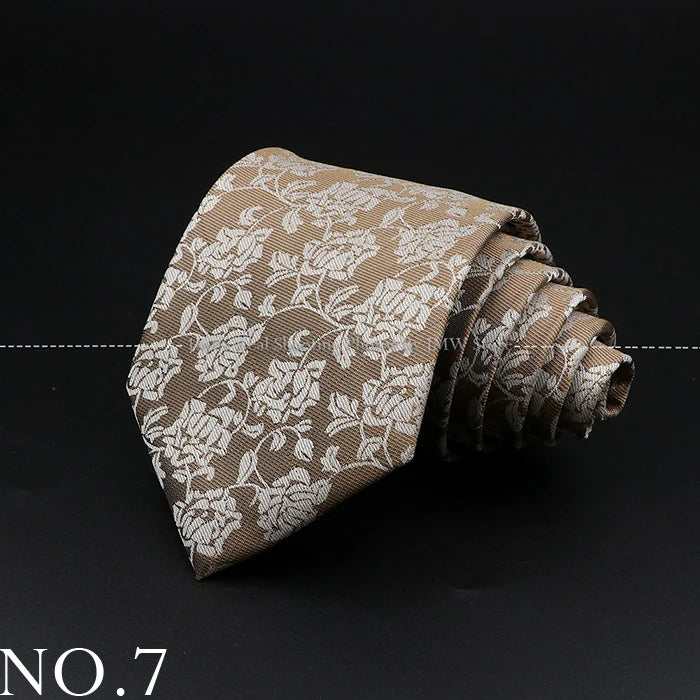 New Design Wedding Men Tie Brown Solid Striped Paisley Flower Neckties Men Business Dropshipping Groom Collar Accessories Gift