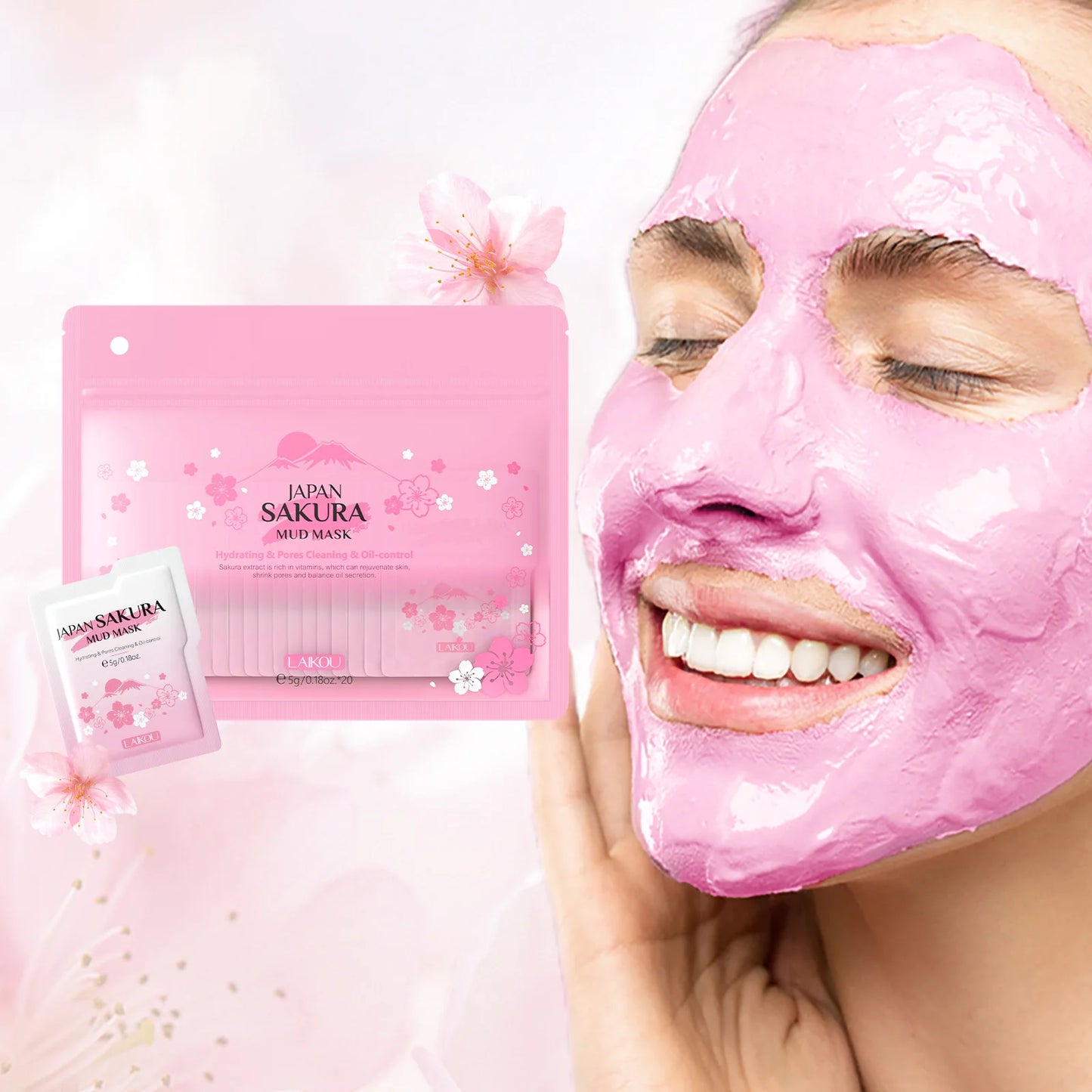 SAKURA  Skincare Set Complete Facial Care Including Eye Cream, Cleanser, Facial Oil, Lip Mask, PeelOff Mask Moisturizing For ALL