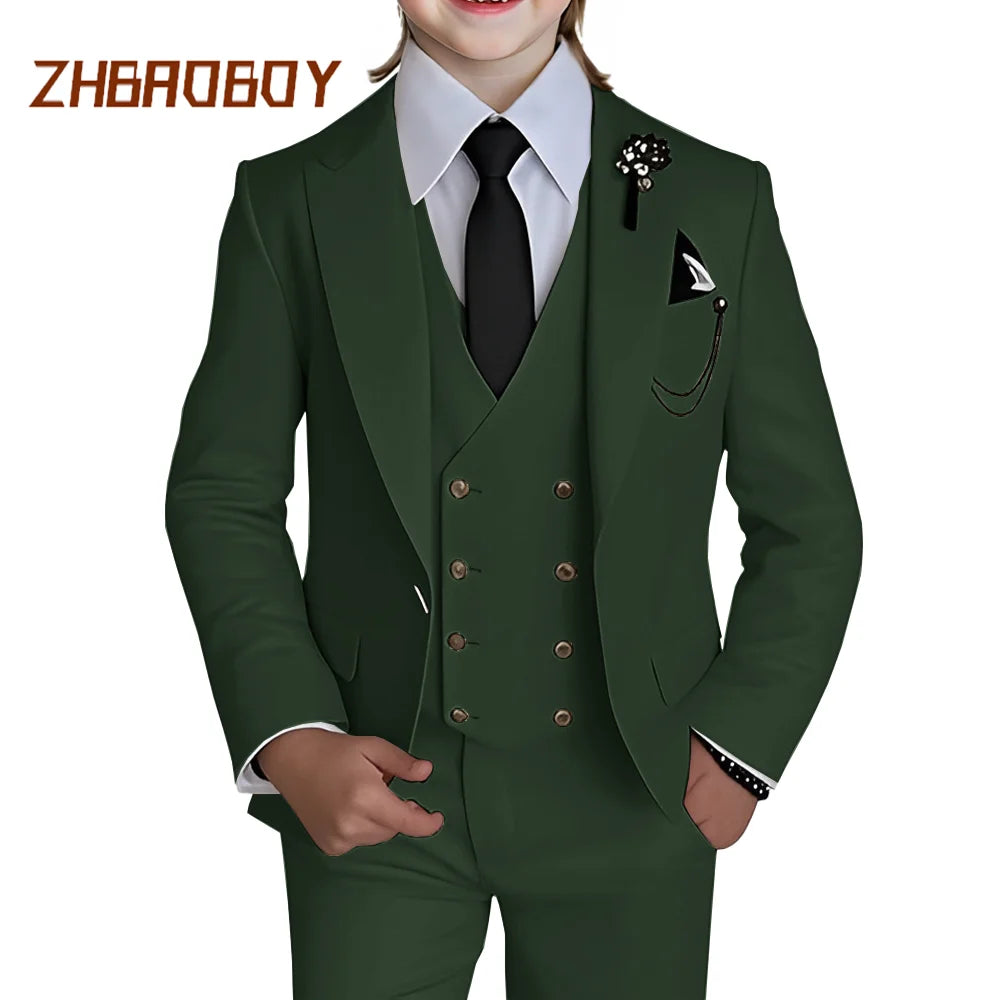 Boy's 3 Piece Suit Slim Fit Suit One Button Formal Wedding Suits Prom Dress Suit