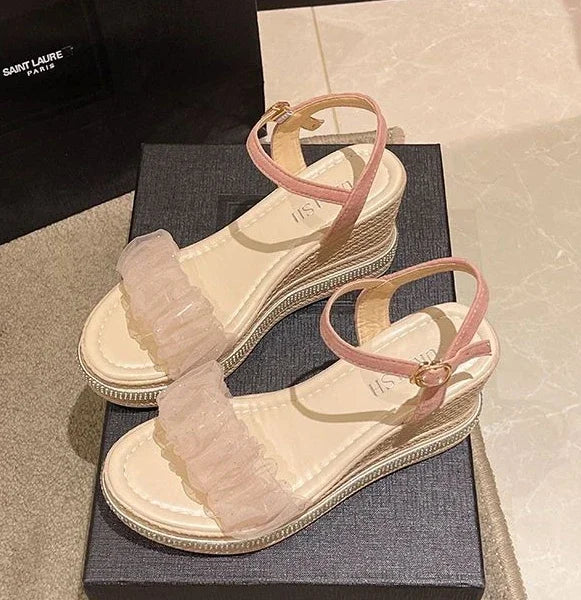 Sandals for Women Wedges Heel Rhinestones Woman Shoes Anti Slip Hot 2025 Luxury Vip Comfort Sandal Comfortable and Elegant Shoe