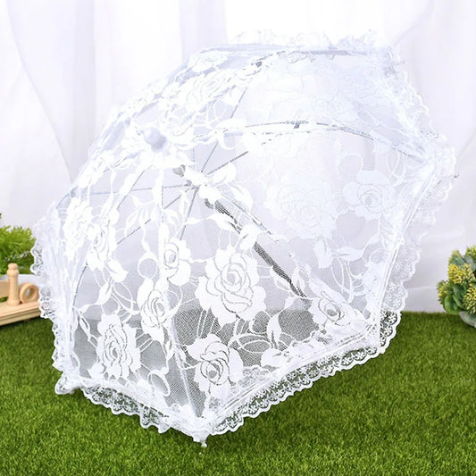 New Bride Wedding Umbrella Women Parasol Elegant White Lace Umbrella For Wedding Bridal Party Stage Performance Photography Prop