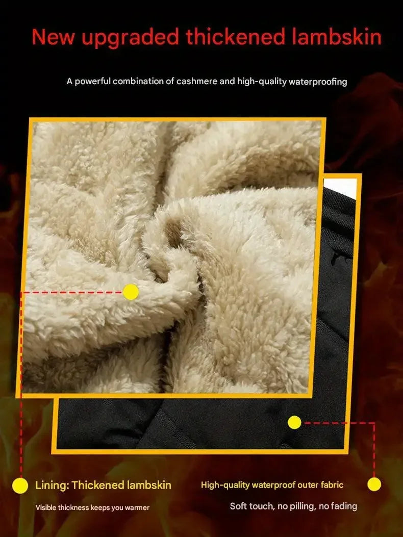 Winter Sweatwear Men Plush Thick Fleece Sweatpant Lambswool Thermal Trousers Casual Pants Waterproof Windproof Warm Cotton Pants