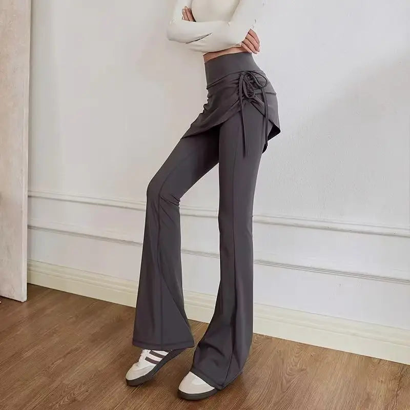 Elastic High Waist Women's Flare Pant Sexy Slim Leggings Yoga Lady's Trousers Wide Leg Pant Sportswear Boot Cut Pants Matching