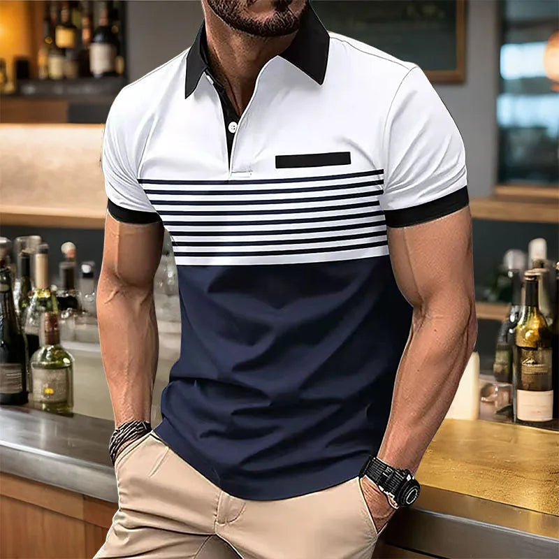 Summer Men's Short sleeved Polo Shirt Business Casual Collar T-shirt Plus Size Breathable Top European and American Plus size