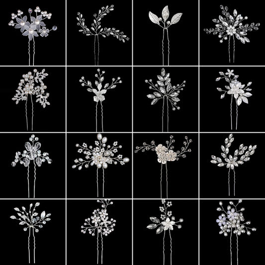 Fashion Pearl Rhinestone Flower Hair Pins barrette Bride Wedding Jewelry Accessories Hair Clips Headpiece For Women